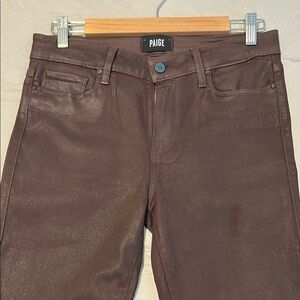 Paige burgundy faux leather Jeans
